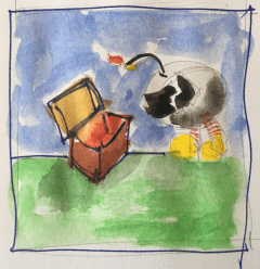 Helikon looking at kistje